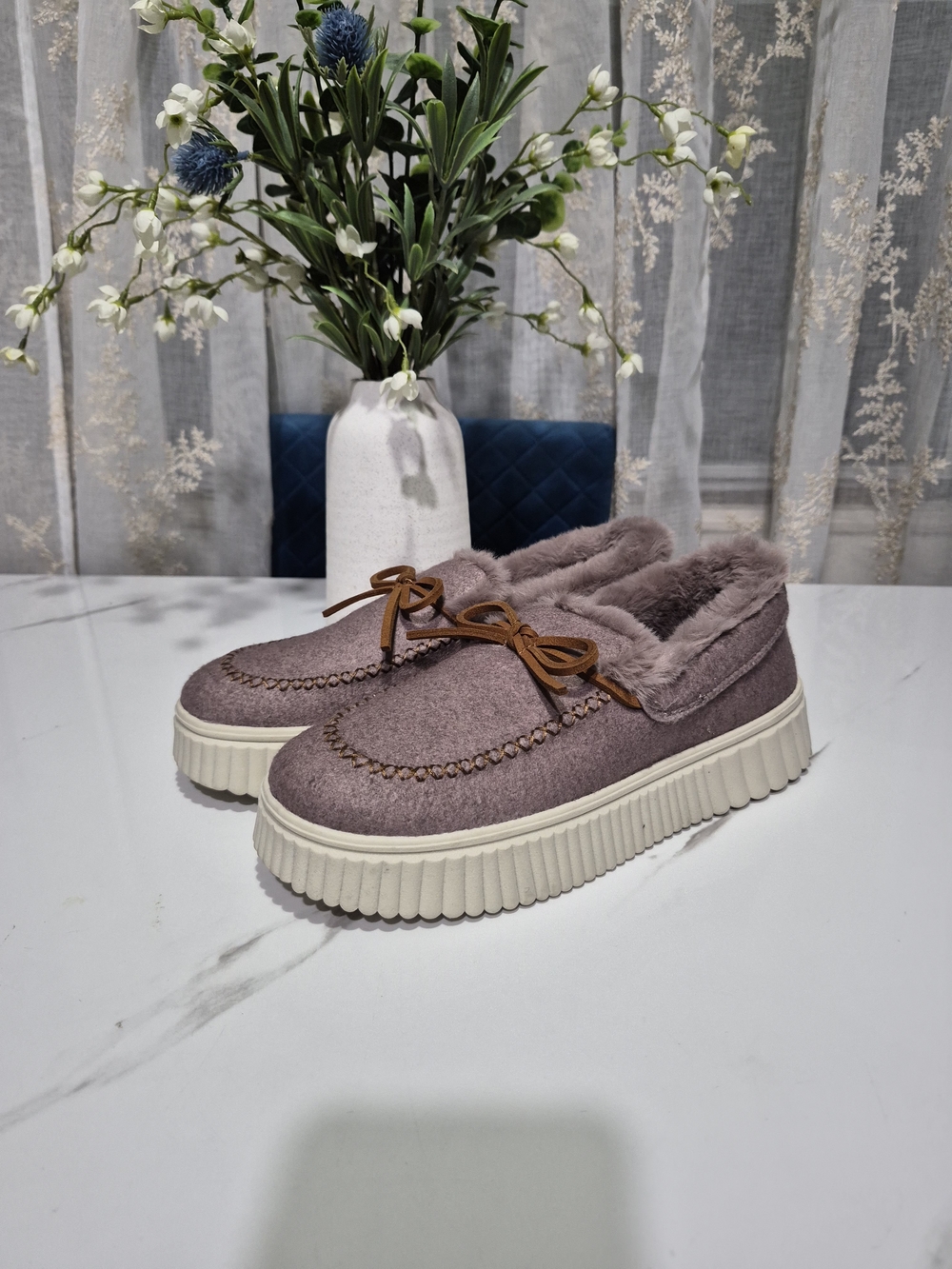 Skechers Plush-Lined Women's Casual Slip-On Loafers in Mauve